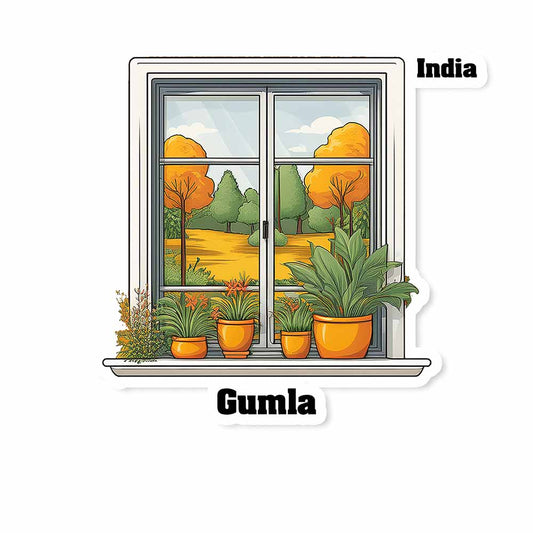 Gumla Window White Plants Pots Sticker