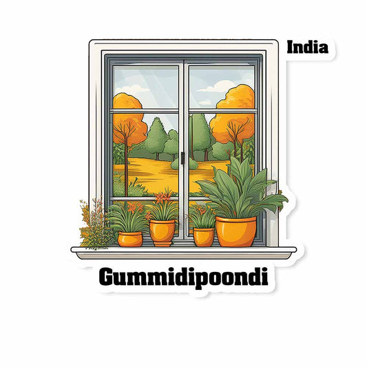 Gummidipoondi Window White Plants Pots Sticker