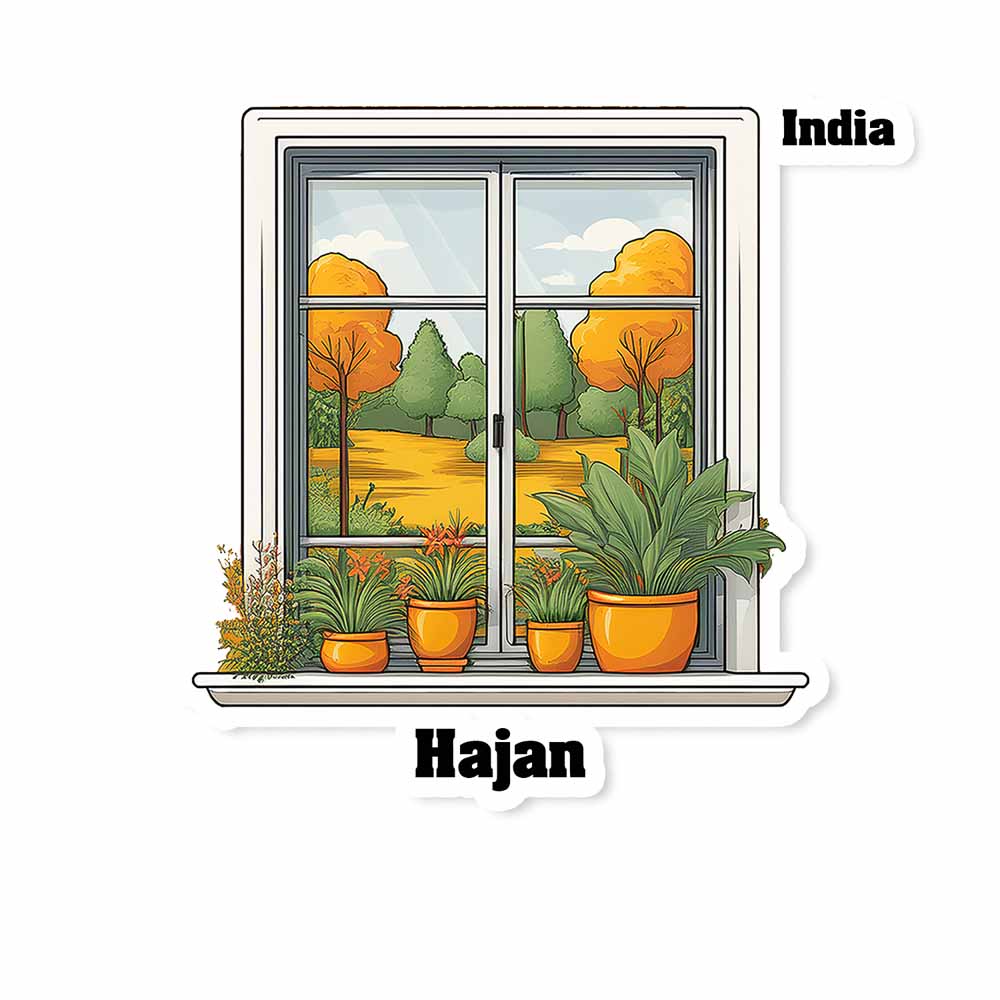 Hajan Window White Plants Pots Sticker
