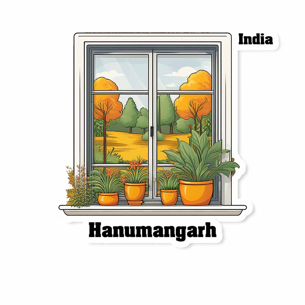 Hanumangarh Window White Plants Pots Sticker