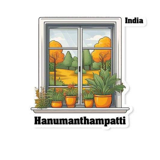 Hanumanthampatti Window White Plants Pots Sticker