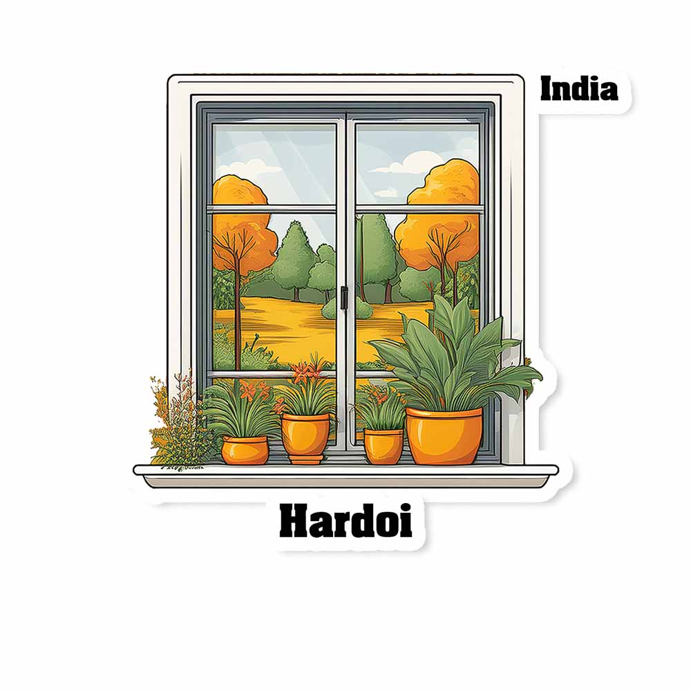 Hardoi Window White Plants Pots Sticker