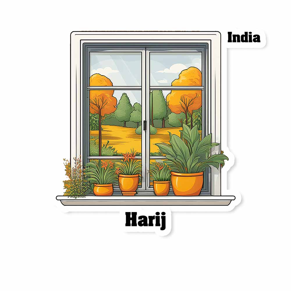 Harij Window White Plants Pots Sticker