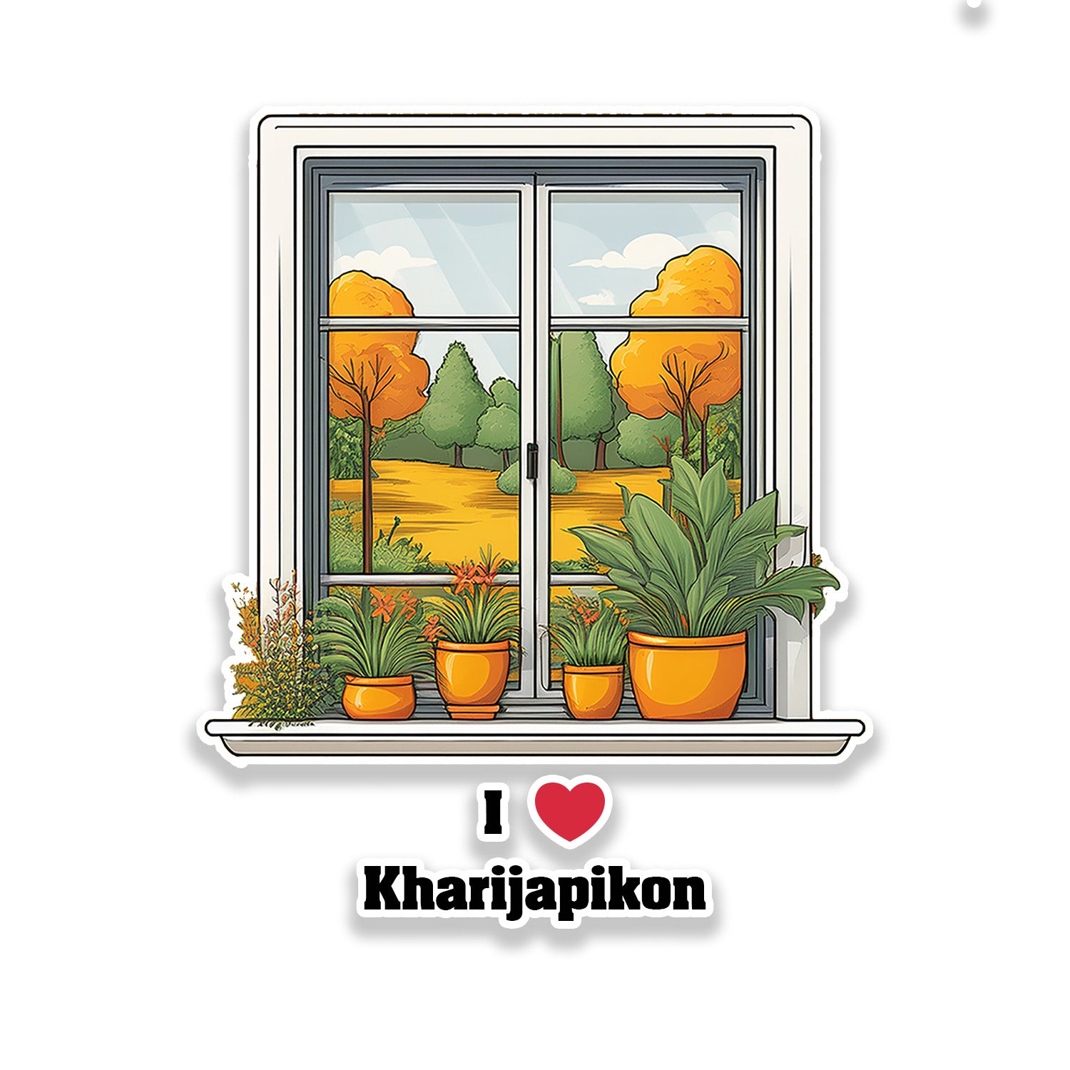 Kharijapikon Window White Plants Pots Sticker