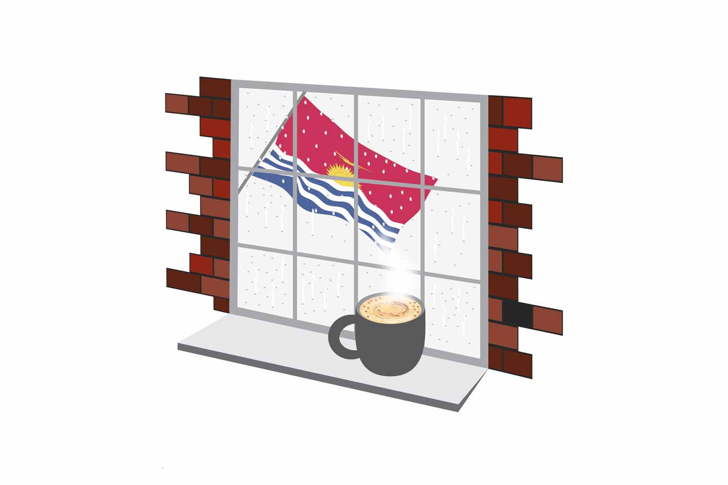 Kiribati Coffee Rain Window Sticker