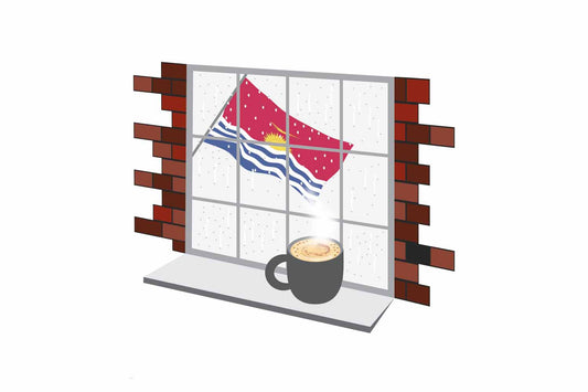 Kiribati Coffee Rain Window Sticker