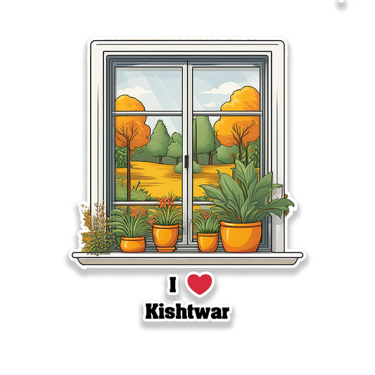 Kishtwar Window White Plants Pots Sticker