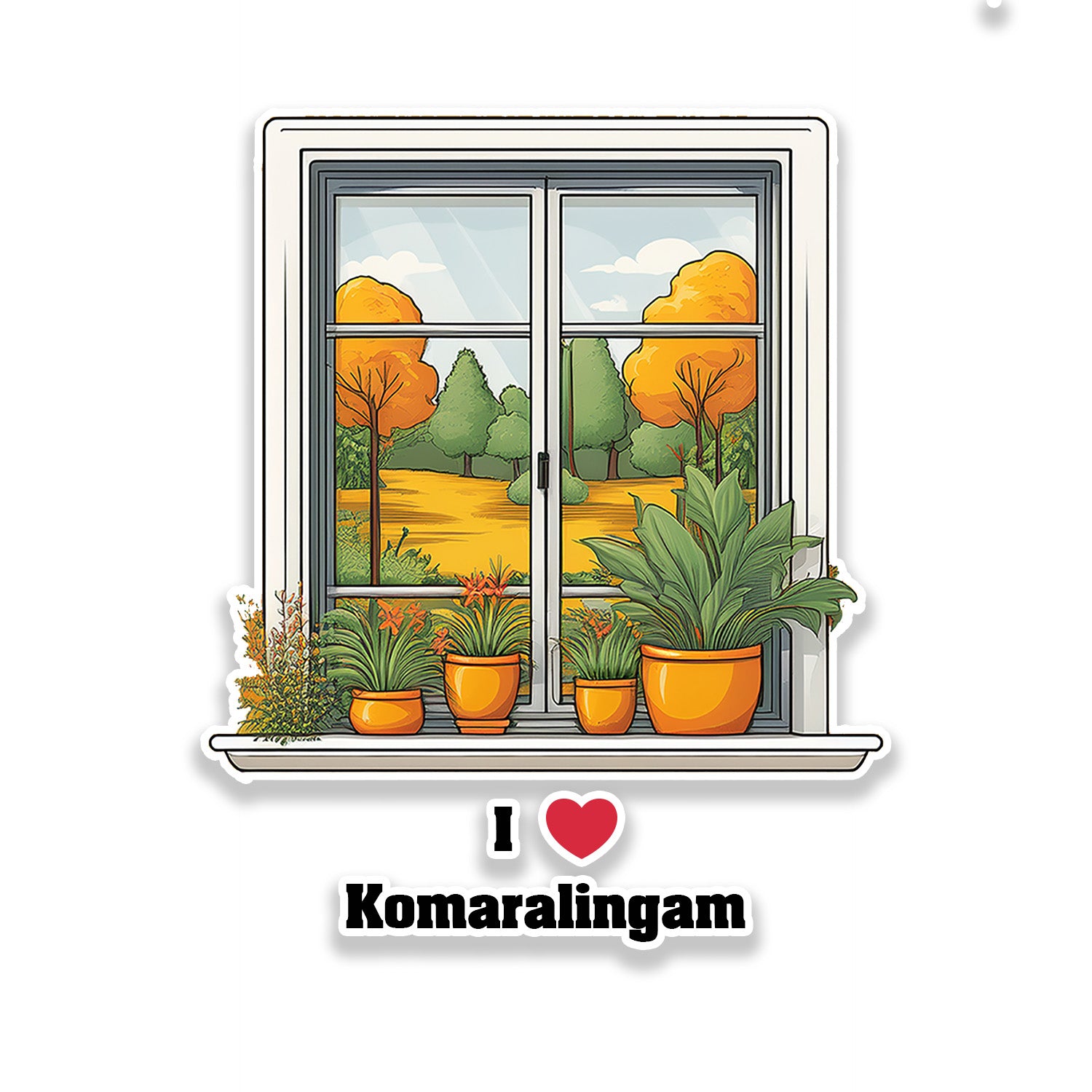 Komaralingam Window White Plants Pots Sticker