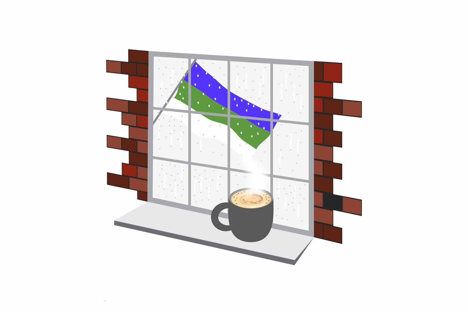Komi Coffee Rain Window Sticker