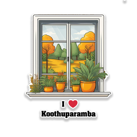 Koothuparamba Window White Plants Pots Sticker