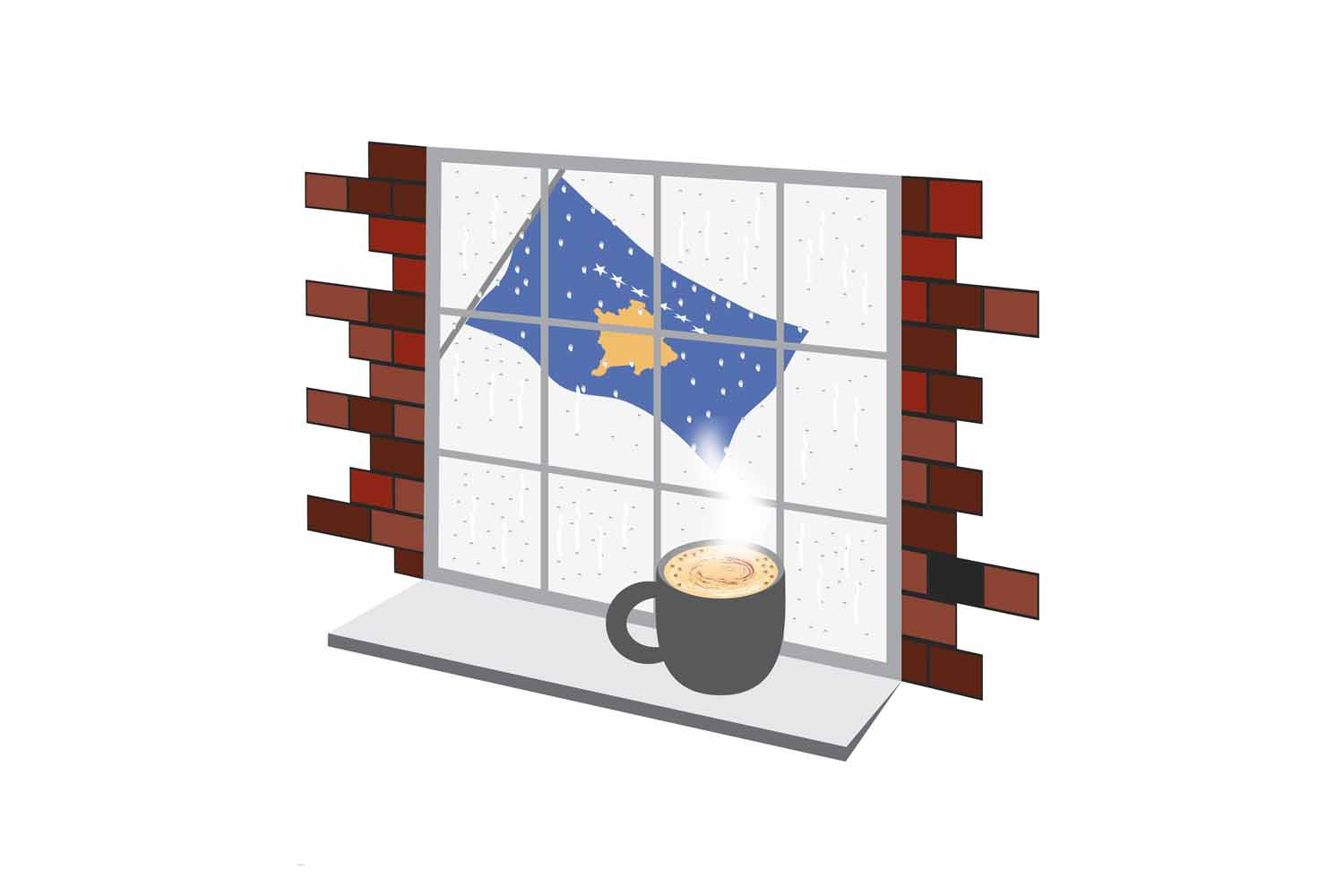 Kosovo Coffee Rain Window Sticker