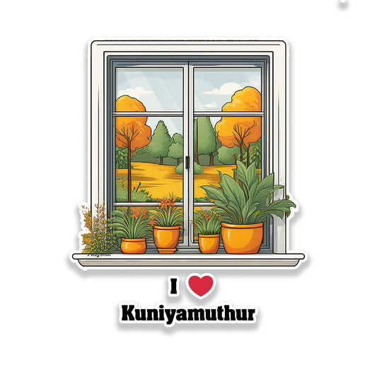 Kuniyamuthur Window White Plants Pots Sticker