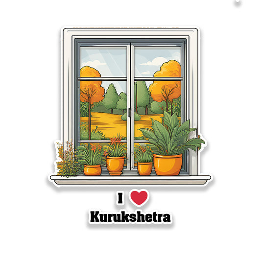 Kurukshetra Window White Plants Pots Sticker