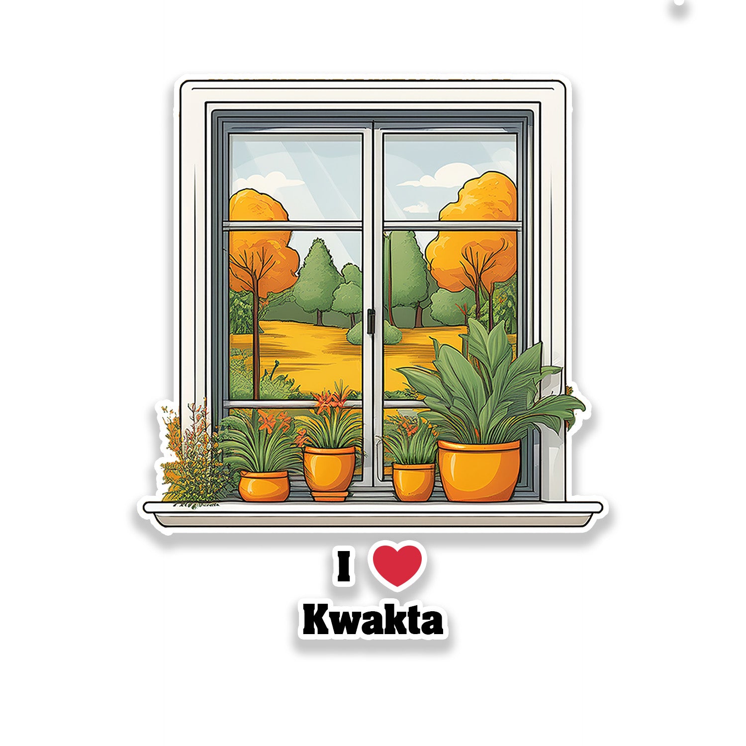 Kwakta Window White Plants Pots Sticker