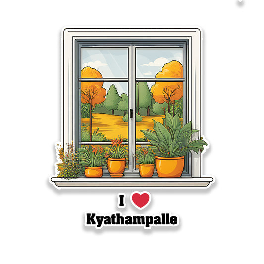 Kyathampalle Window White Plants Pots Sticker