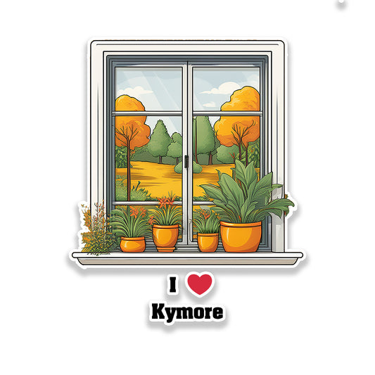 Kymore Window White Plants Pots Sticker