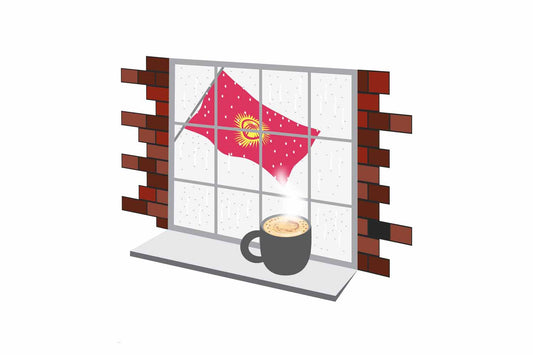 Kyrgyzstan Coffee Rain Window Sticker