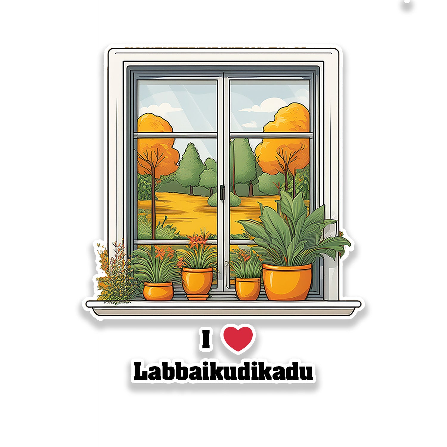 Labbaikudikadu Window White Plants Pots Sticker