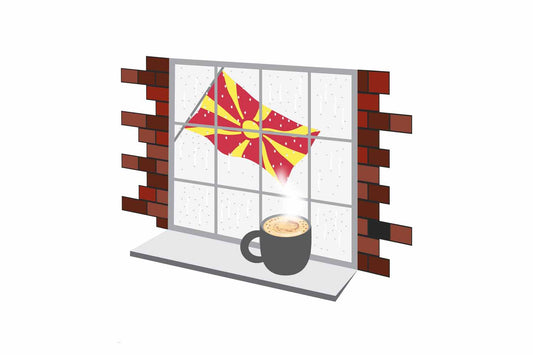 Macedonia Coffee Rain Window Sticker