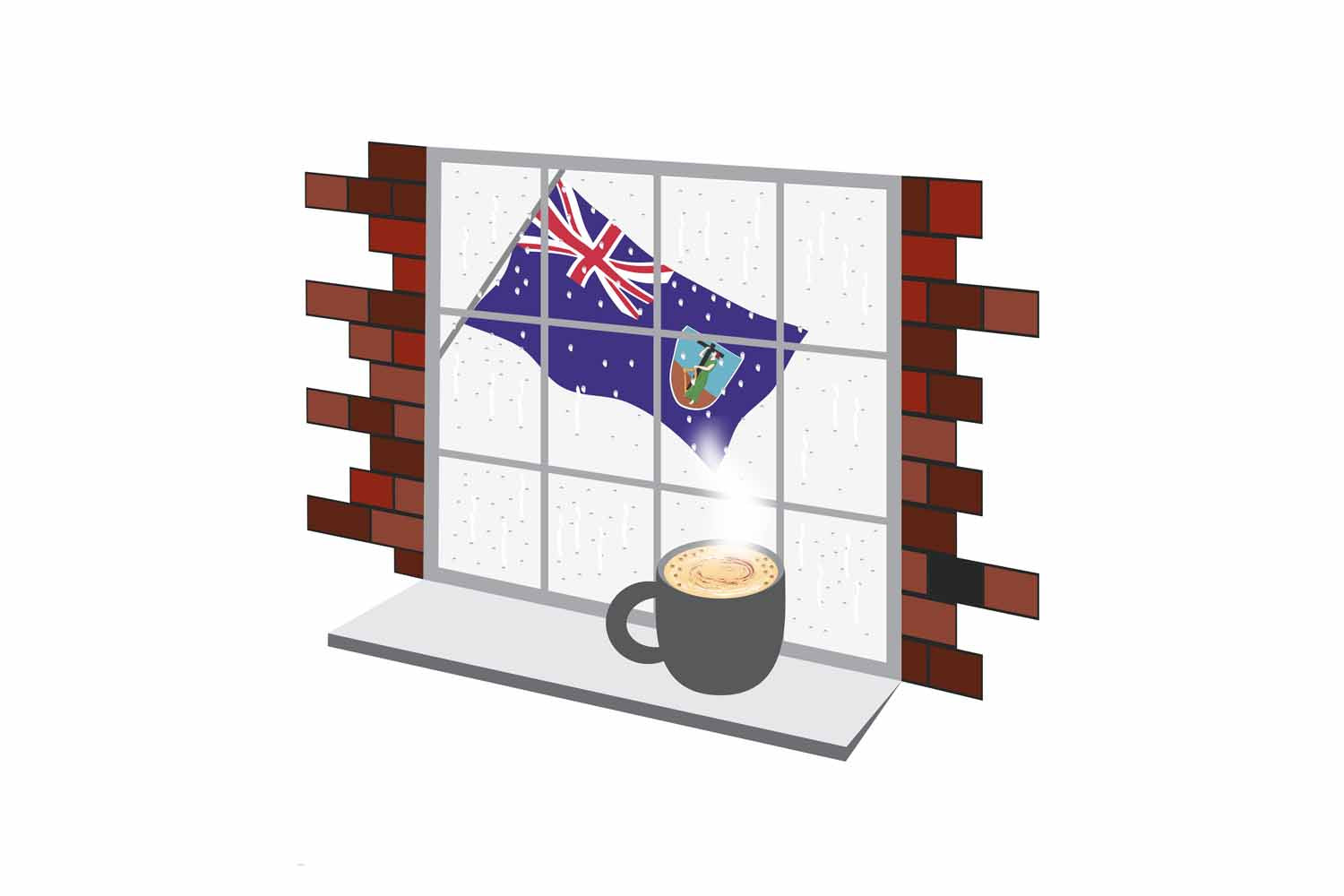 Montserrat Coffee Rain Window Sticker