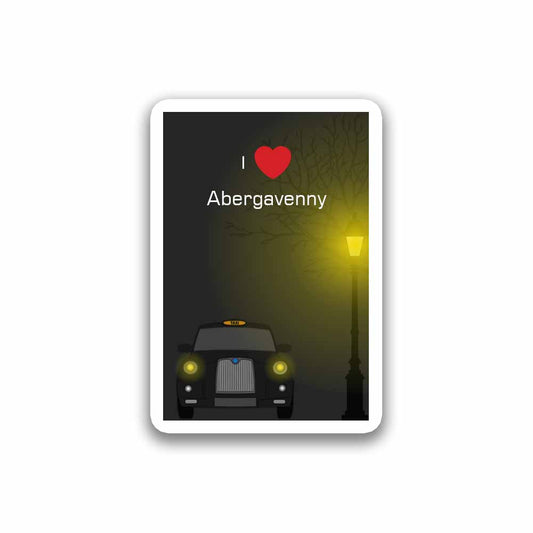 Abergavenny Love Taxi Black Sticker