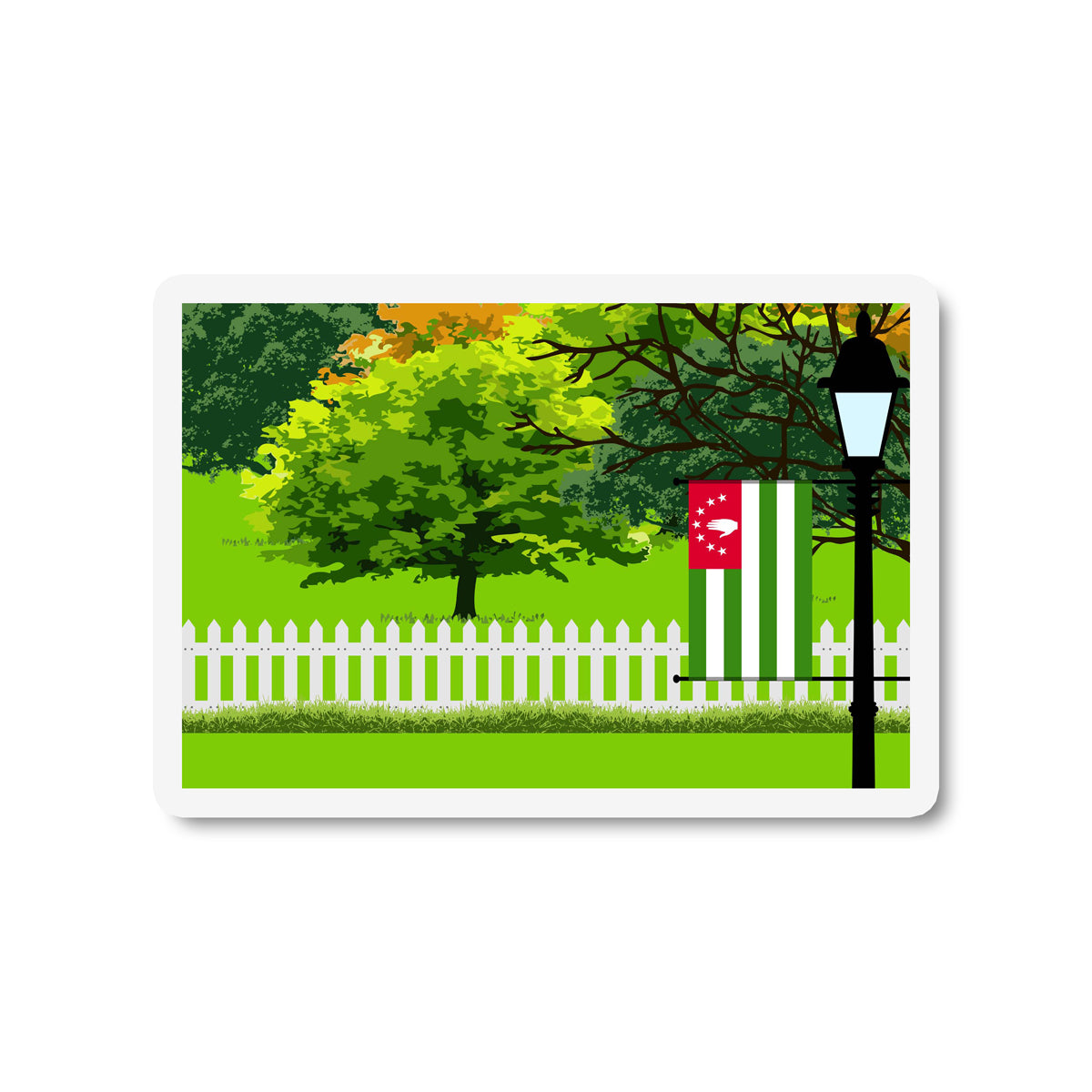 Abkhazia Flag Trees and Street Lamp Sticker