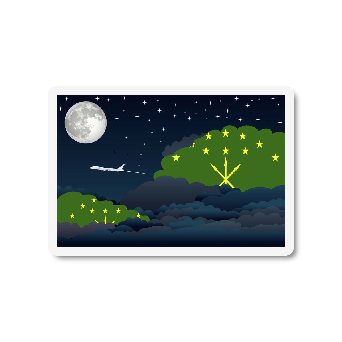 Adygea Flags Night Clouds Sticker