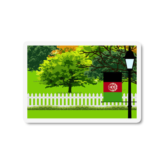 Afghanistan Flag Trees and Street Lamp Sticker