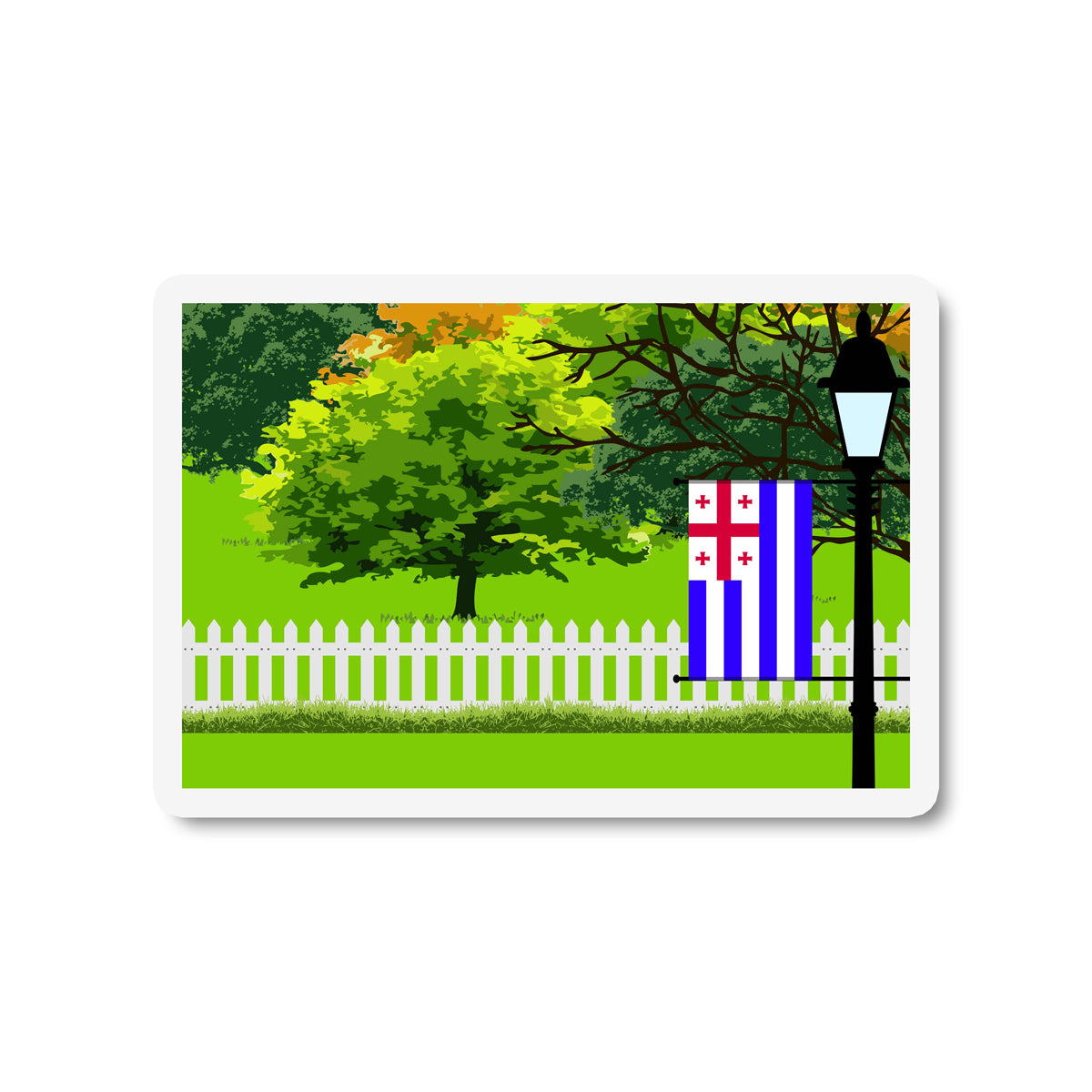 Ajaria Flag Trees and Street Lamp Sticker