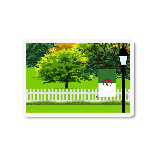 Algeria Flag Trees and Street Lamp Sticker