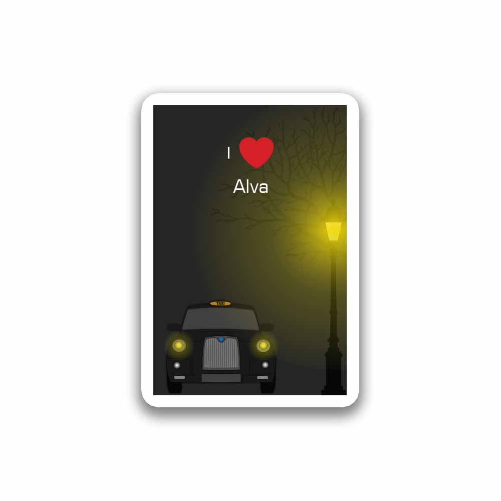 Alva Love Taxi Black Sticker