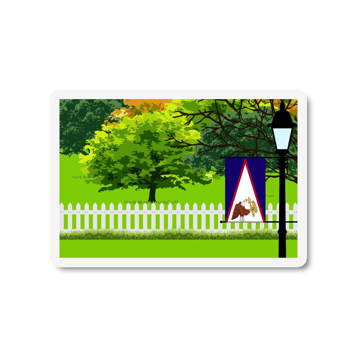 American Samoa Flag Trees and Street Lamp Sticker