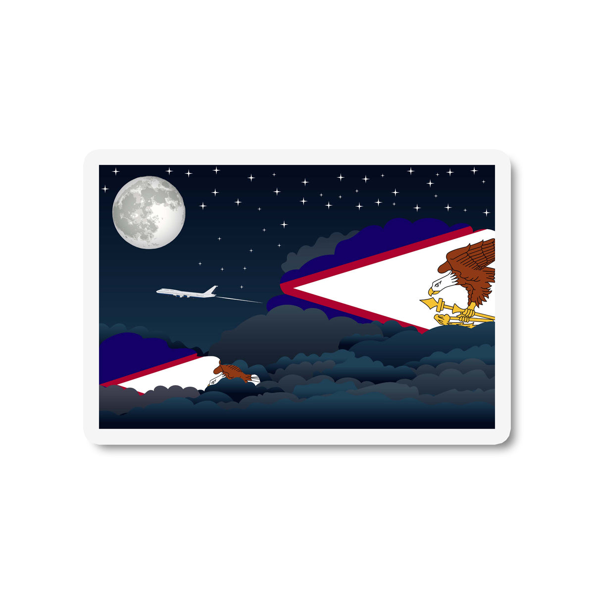 American Samoa Flags Night Clouds Sticker