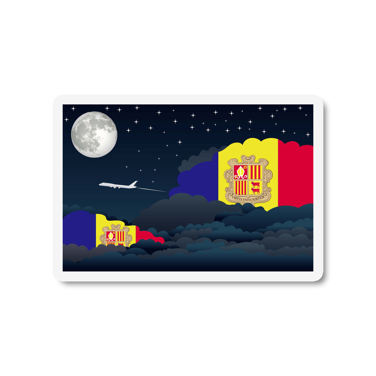 Andorra Flags Night Clouds Sticker