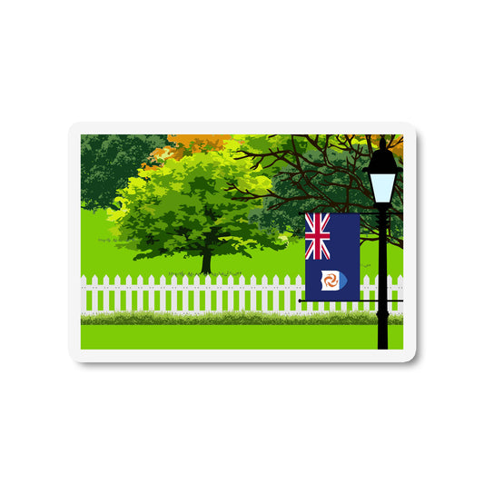 Anguilla Flag Trees and Street Lamp Sticker