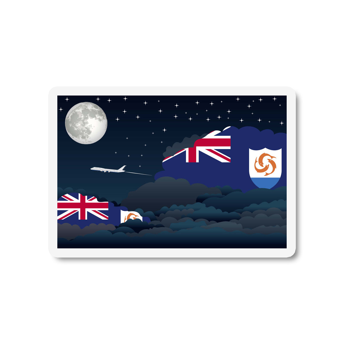 Anguilla Flags Night Clouds Sticker