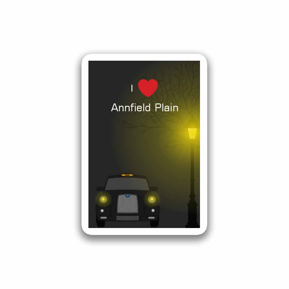 Annfield Plain Love Taxi Black Sticker