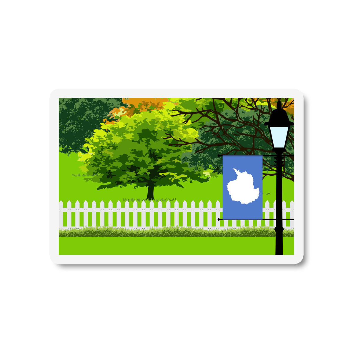 Antarctica Flag Trees and Street Lamp Sticker