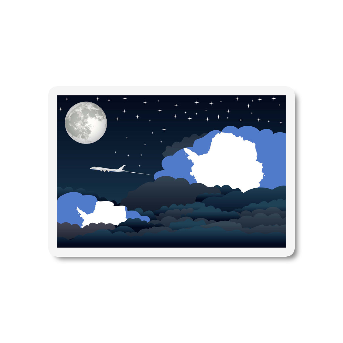 Antarctica Flags Night Clouds Sticker