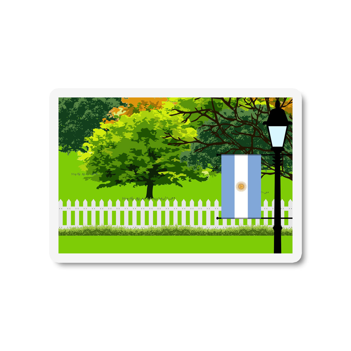 Argentina Flag Trees and Street Lamp Sticker