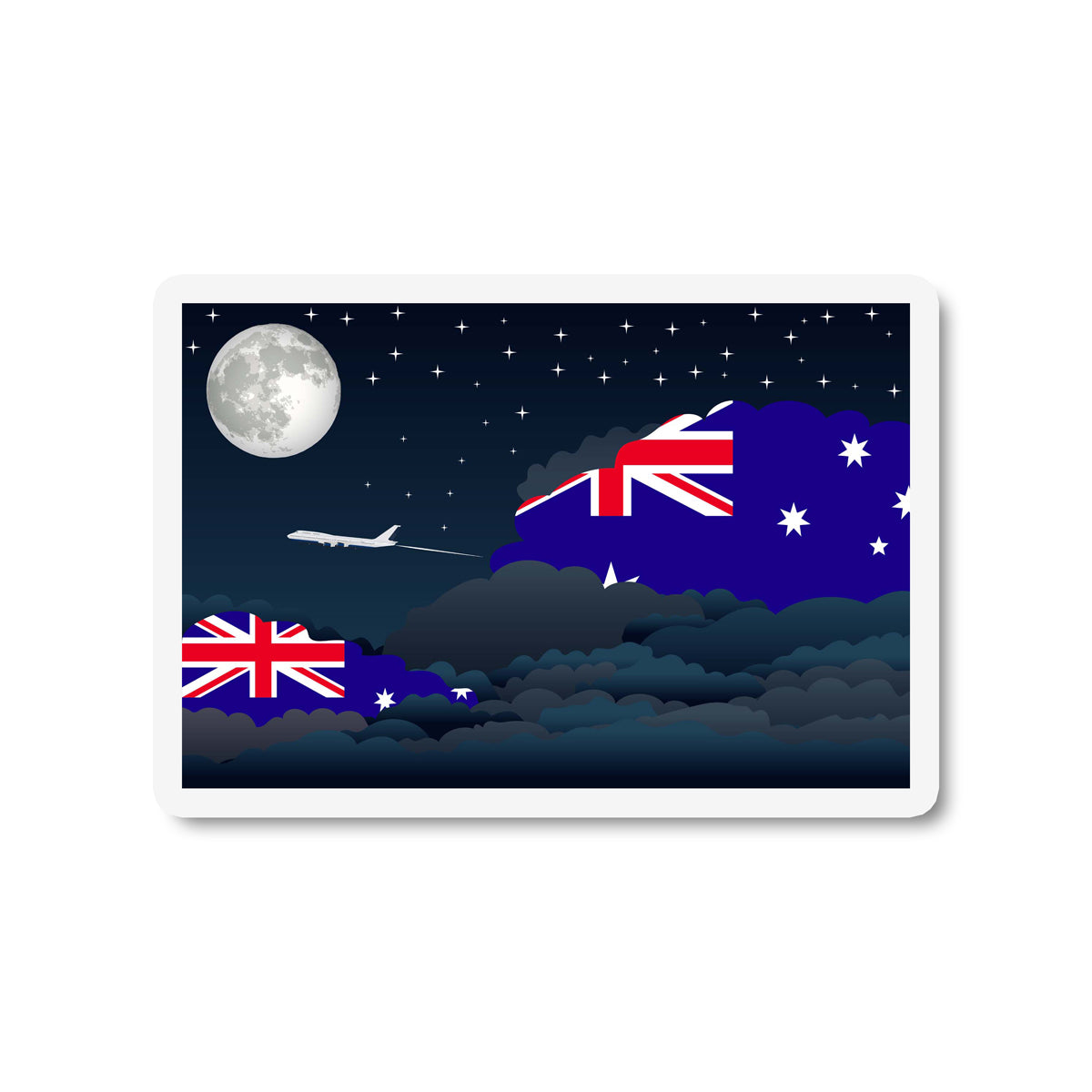 Australia Flags Night Clouds Sticker