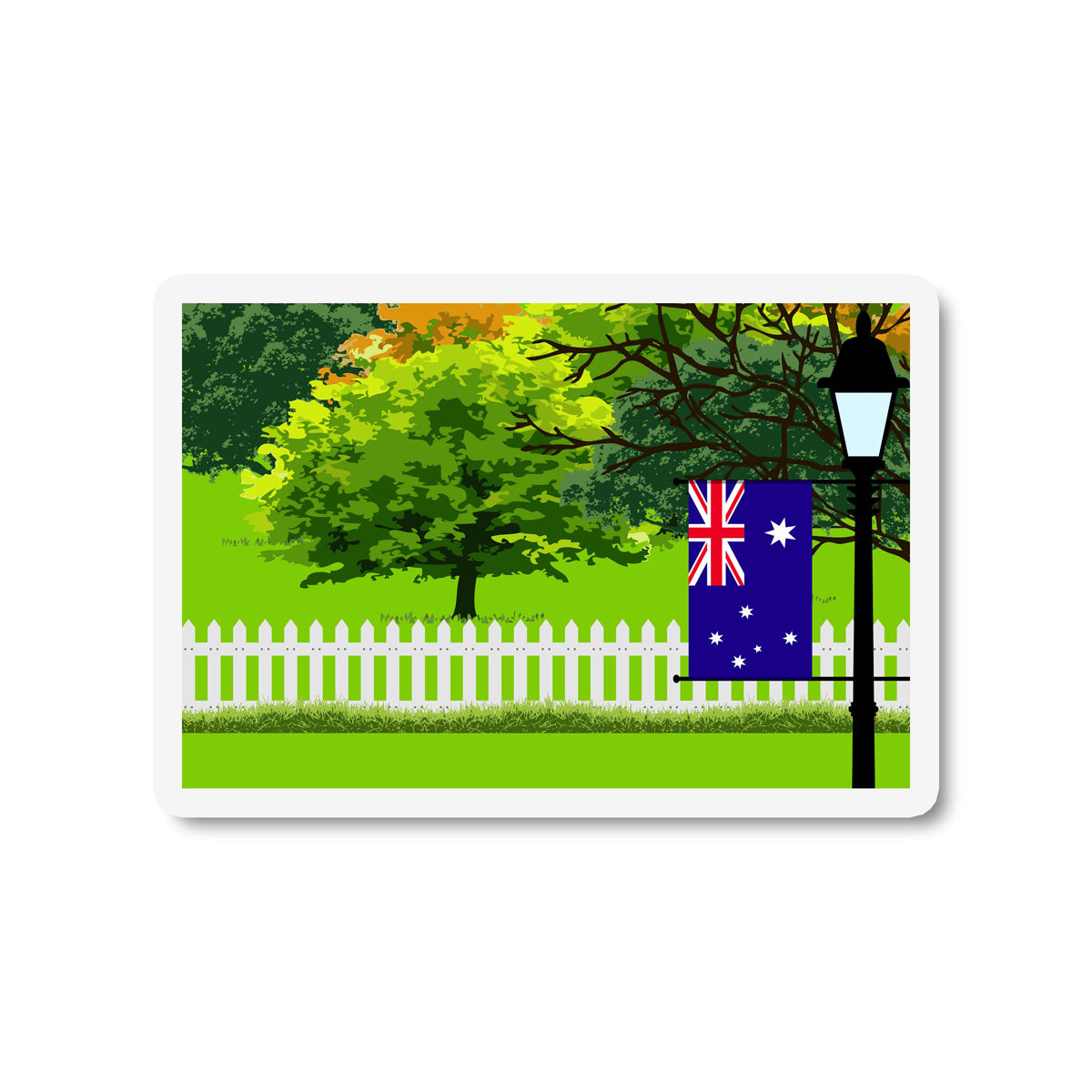 Australia Flag Trees and Street Lamp Sticker