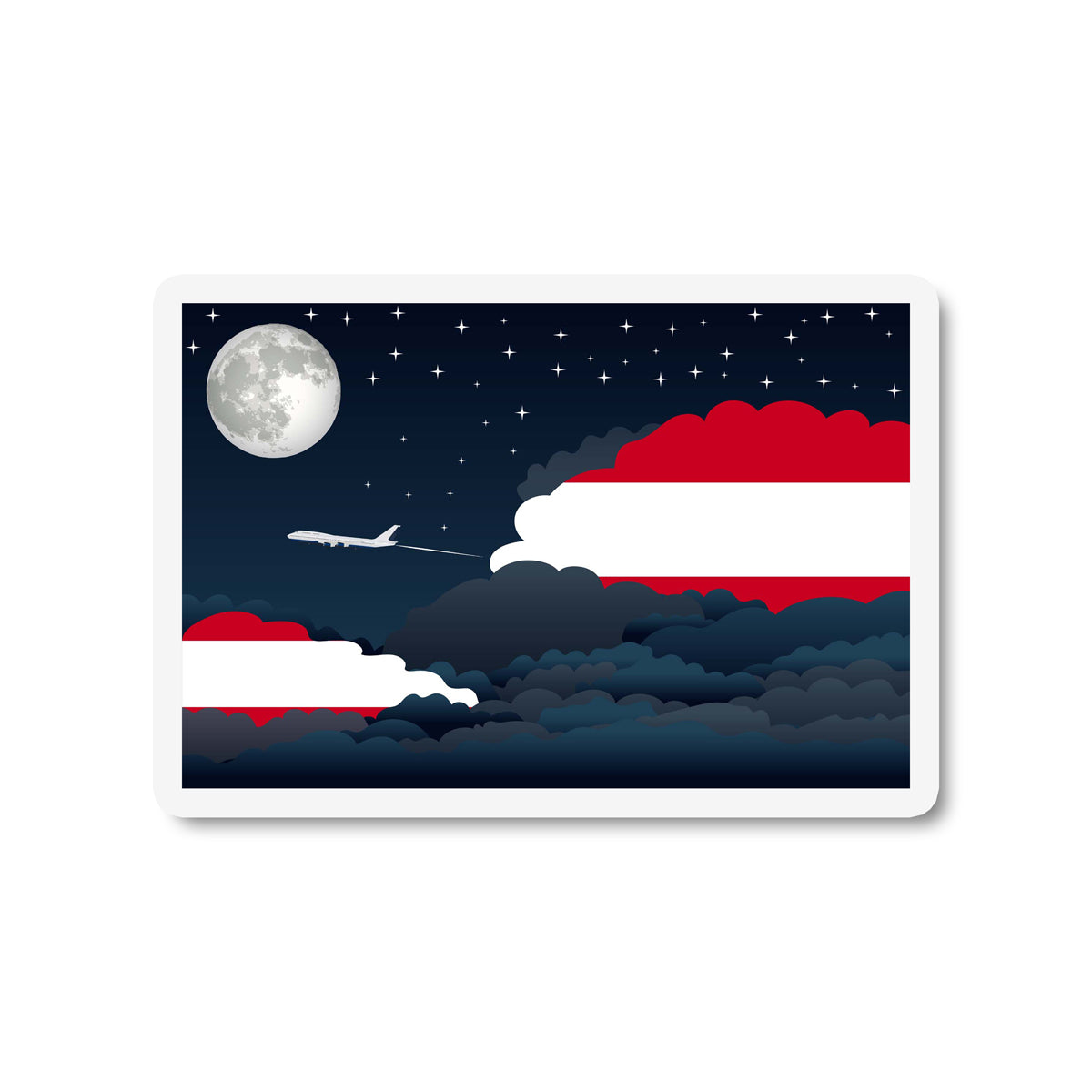 Austria Flags Night Clouds Sticker