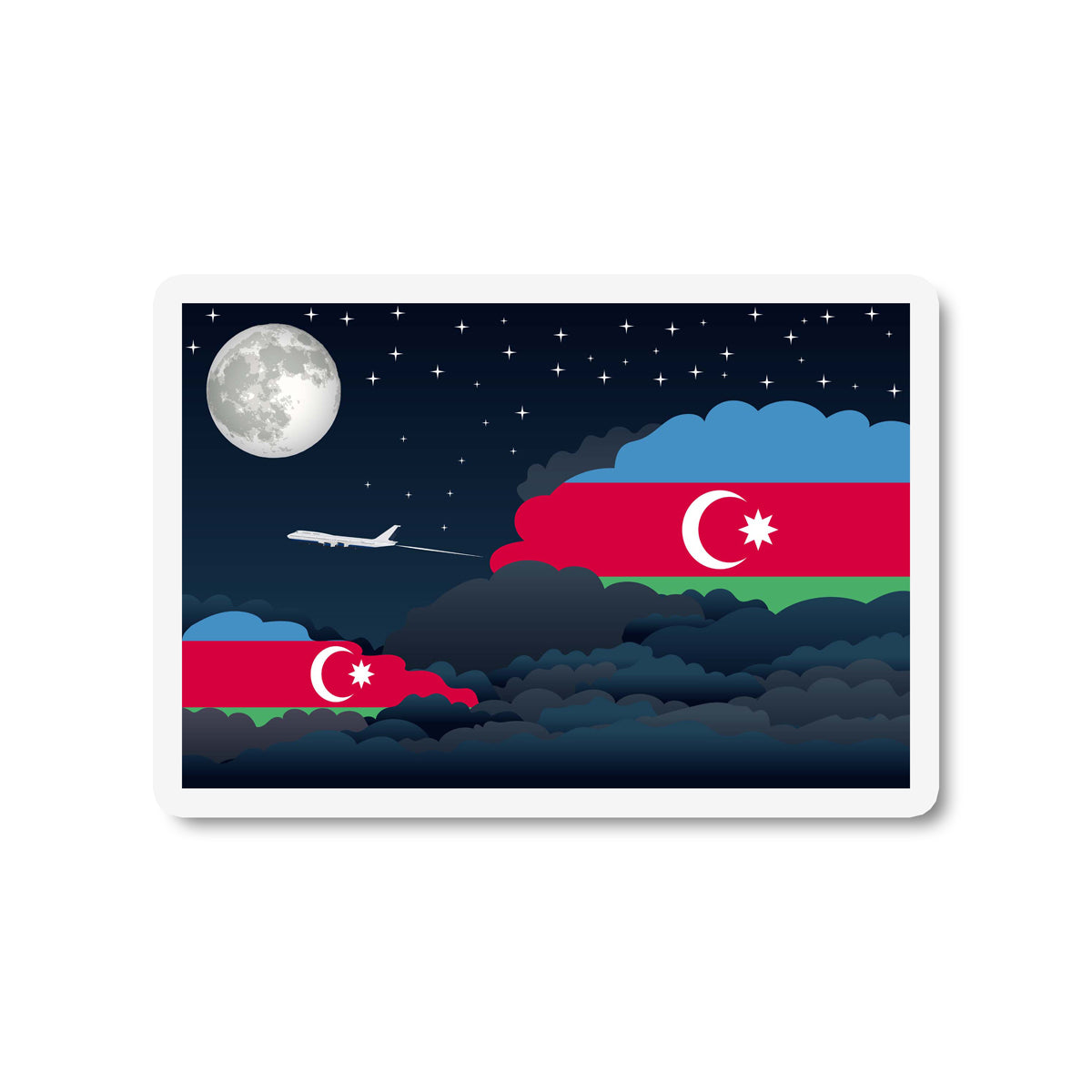 Azerbaijan Flags Night Clouds Sticker