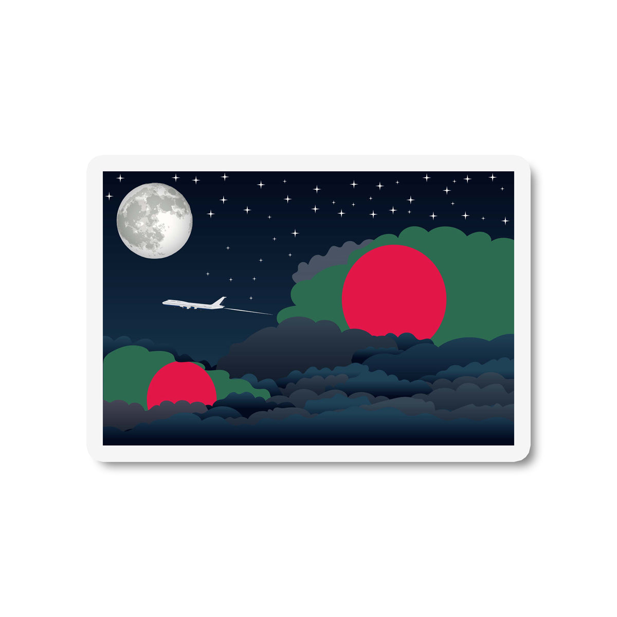 Bangladesh Flags Night Clouds Sticker