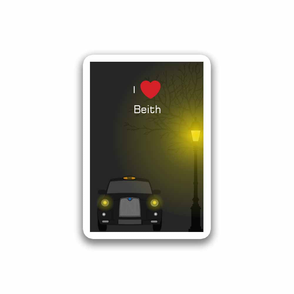 Beith Love Taxi Black Sticker
