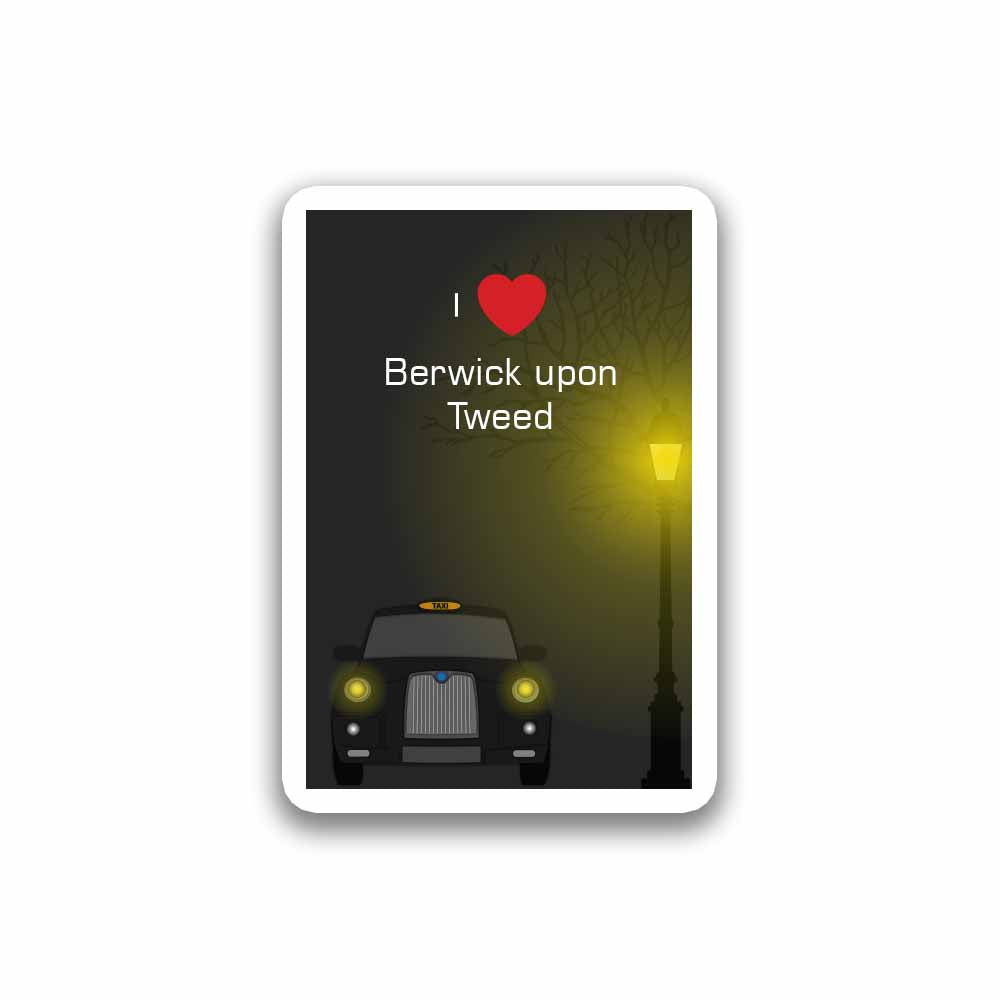 Berwick upon Tweed Love Taxi Black Sticker