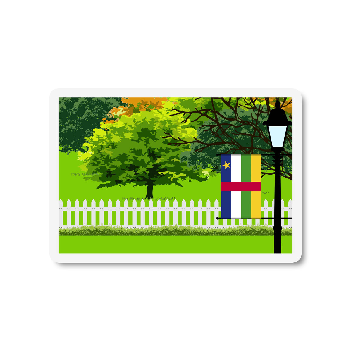 Central African Republic Flag Trees and Street Lamp Sticker