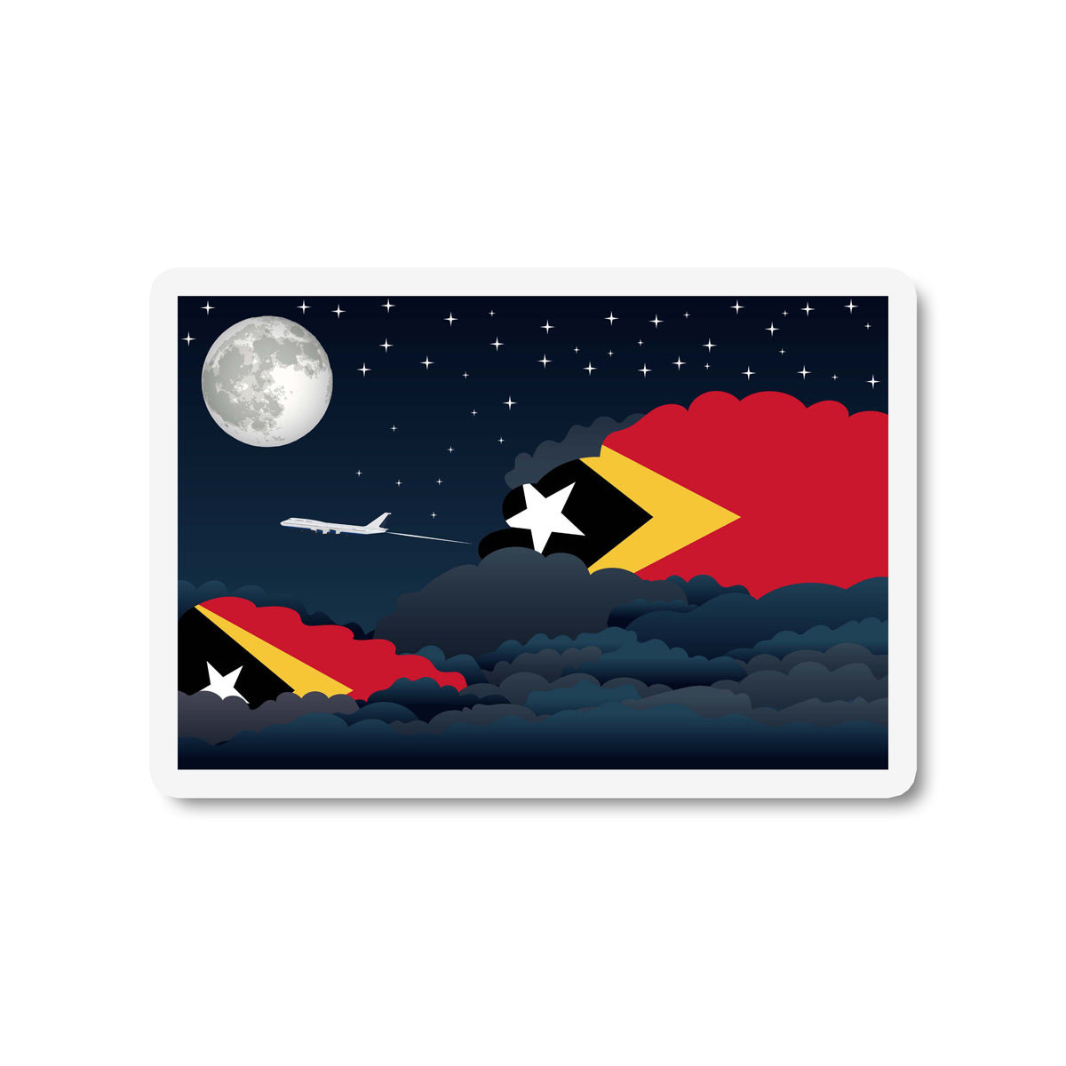 East Timor Flags Night Clouds Sticker