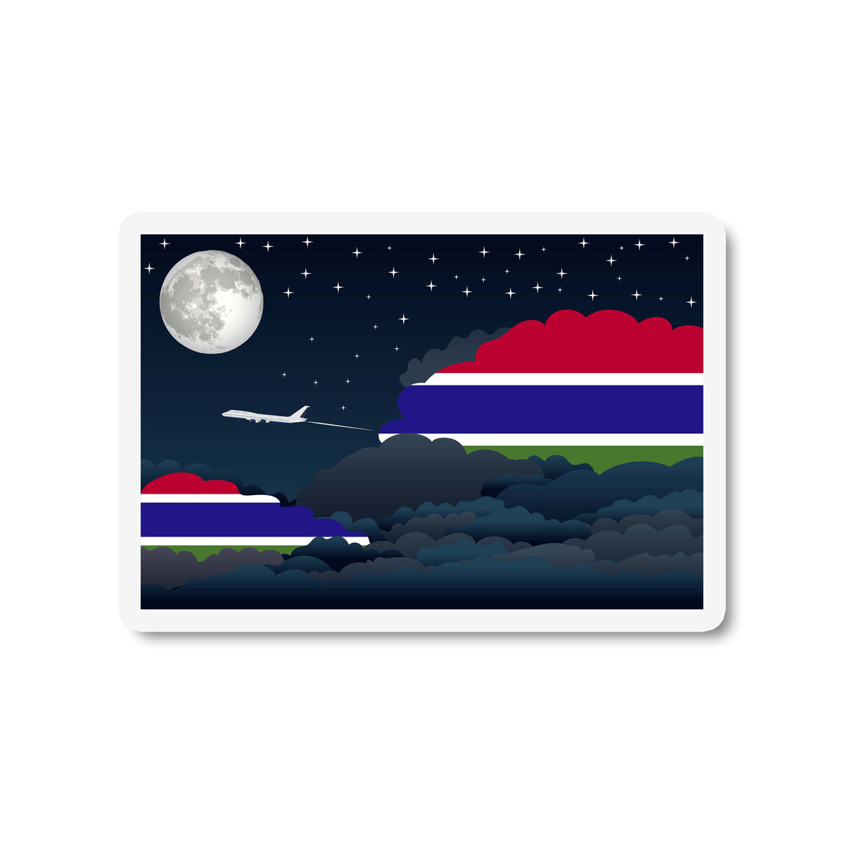 Gambia Flags Night Clouds Sticker